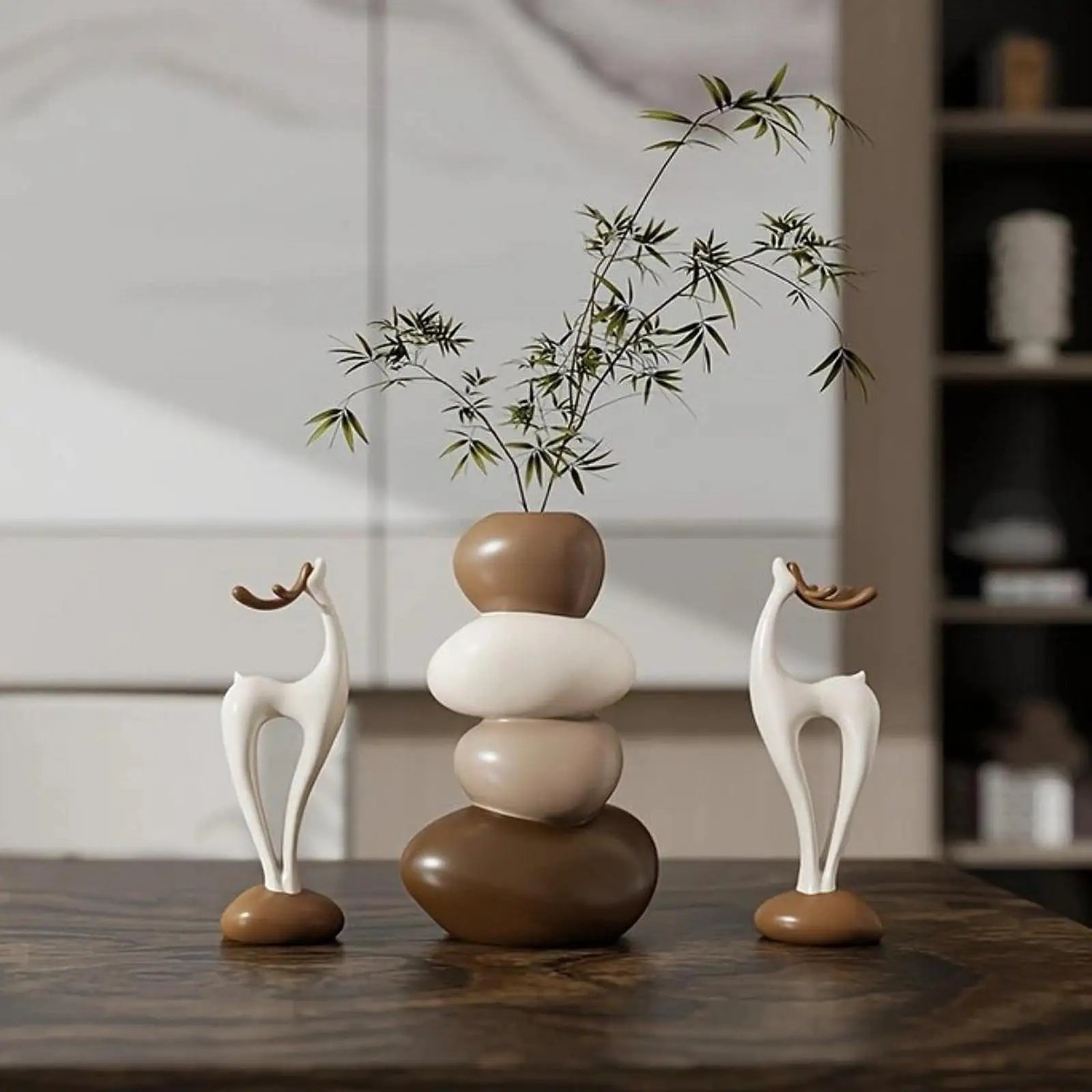 Deer Figurine Vase Set